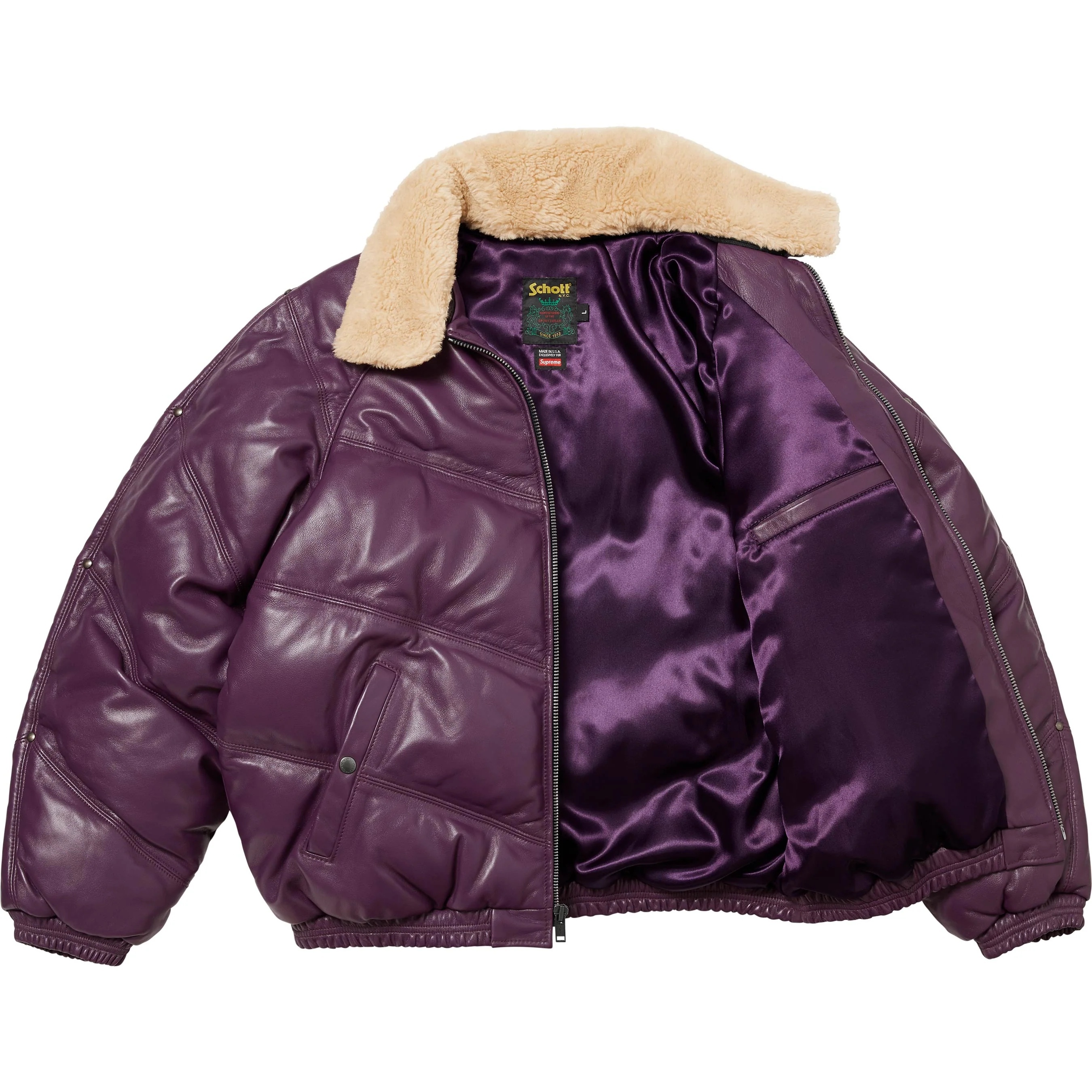 Supreme®/Schott® Chevron Leather Down Puffer Jacket view 8